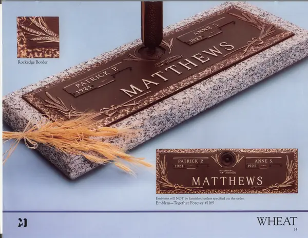 A bronze memorial marker crafted by American Monument & Granite Co.
